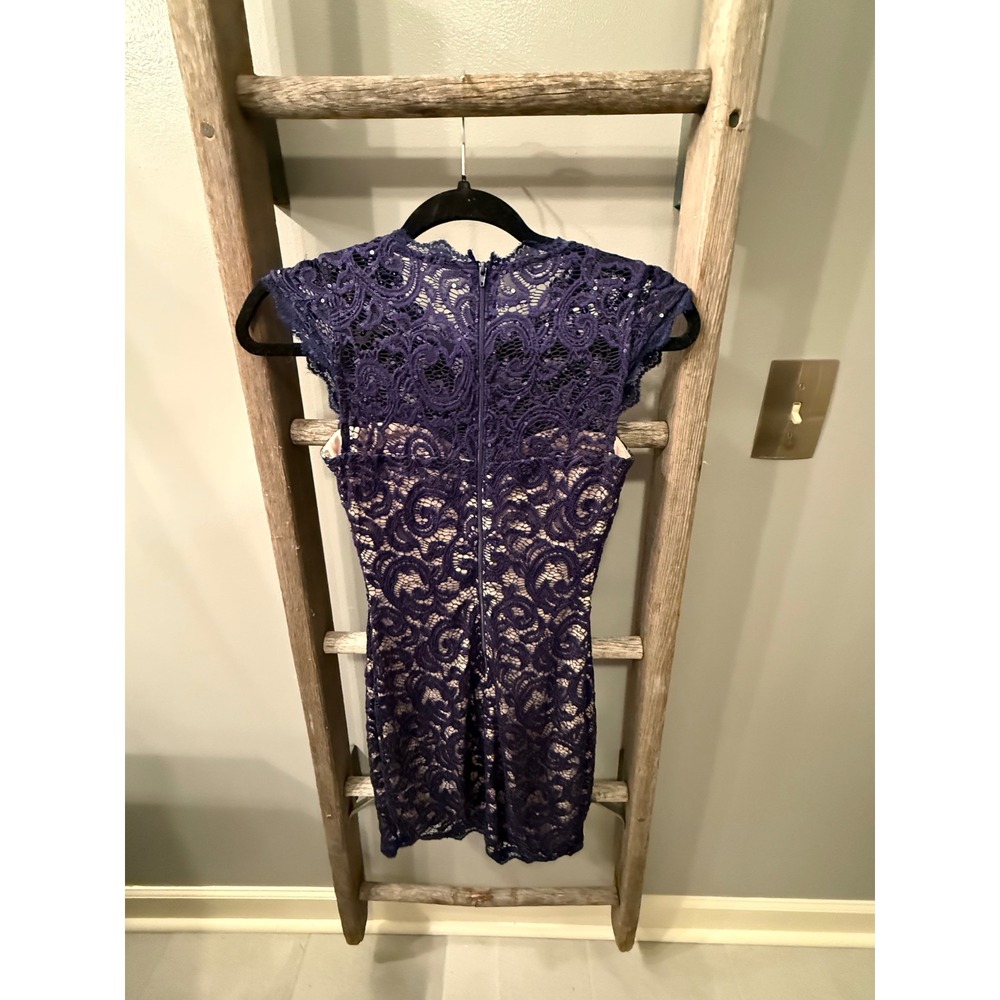 Sequin Hearts Navy Blue Lace Sequin Bodycon Dress Cap Sleeve 4413XX1C Size 1 - Picture 6 of 6